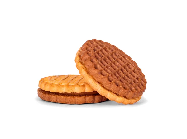 Cookies met crème vulling geïsoleerd op witte achtergrond — Stockfoto