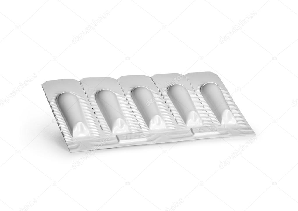 pack of suppositories isolated on white 