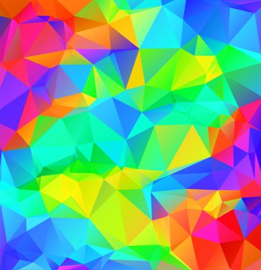 Soyut çok renkli tam renkli gökkuşağı arkaplanı. Vektör çokgen tasarım çizer