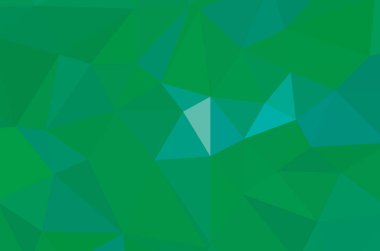 Yeşil canlı soyut geometrik arkaplan, çokgen üçgeninden vektör, mozaik 