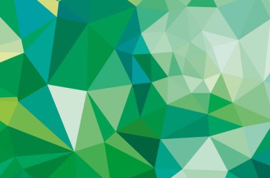 Yeşil canlı soyut geometrik arkaplan, çokgen üçgeninden vektör, mozaik 