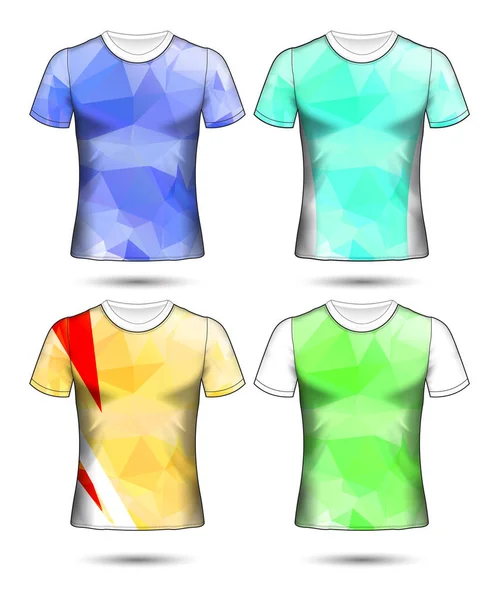 Modelos Shirt Coleção Geométrica Abstrata Diferentes Cores Mosaico Poligonal — Vetor de Stock