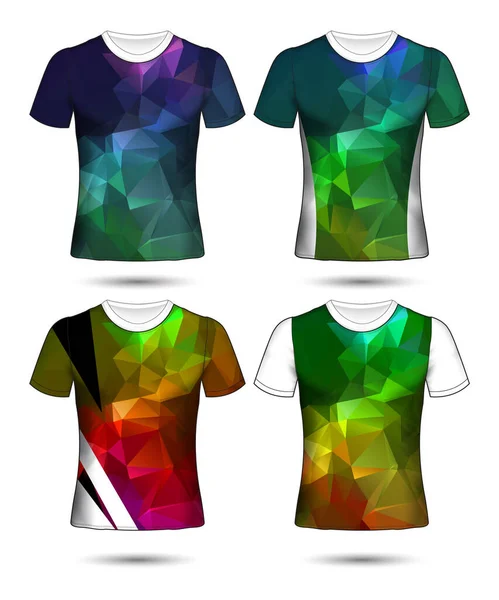 Plantillas Camiseta Colección Geométrica Abstracta Diferentes Colores Mosaico Poligonal — Archivo Imágenes Vectoriales