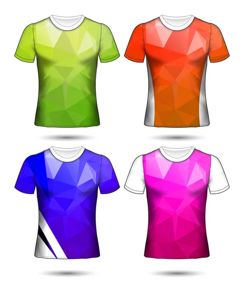 Shirt Şablonları Farklı Renklerin Soyut Geometrik Koleksiyonu Çokgen Mozaik — Stok Vektör