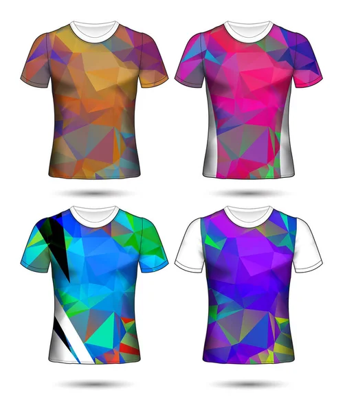 Plantillas Camiseta Colección Geométrica Abstracta Diferentes Colores Mosaico Poligonal — Vector de stock