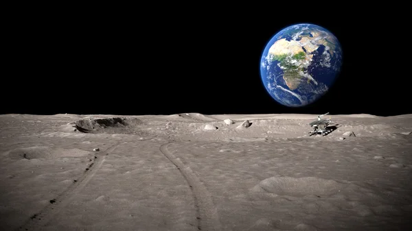 Lunar rover on the moon — Stock Photo, Image