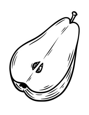El çizimi armut, monokrom oyma, çizgi sanat tarzı çizimi