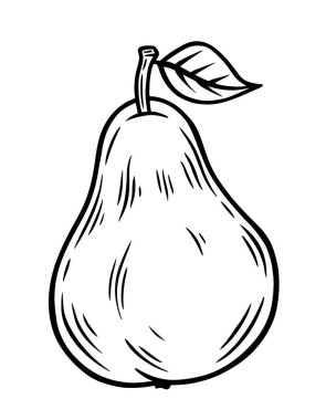 El çizimi armut, monokrom oyma, çizgi sanat tarzı çizimi