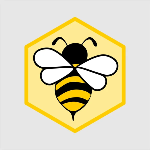Cartoon Honey Bee Cell Vector Illustration Working Bee — Stock Vector