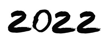 2022 yılbaşı için el yazısı mürekkebi. Kaplan 'ın yeni yılı kutlu olsun. Yeni yıl kartı tasarımı için beyaz arkaplandaki kaligrafik sayılar. Ay Yeni Yılı 2022.