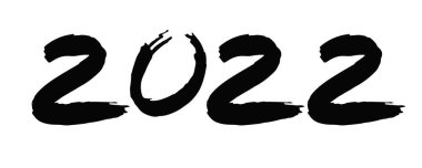 2022 yılbaşı için el yazısı mürekkebi. Kaplan 'ın yeni yılı kutlu olsun. Yeni yıl kartı tasarımı için beyaz arkaplandaki kaligrafik sayılar. Ay Yeni Yılı 2022.