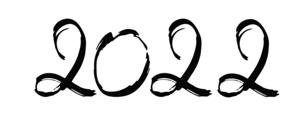 2022 yılbaşı için el yazısı mürekkebi. Kaplan 'ın yeni yılı kutlu olsun. Yeni yıl kartı tasarımı için beyaz arkaplandaki kaligrafik sayılar. Ay Yeni Yılı 2022.