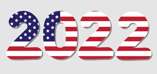 2022 Podobě Americké Vlajky Novoroční Písmo Rozpoznatelnými Prvky Vlajky — Stockový vektor