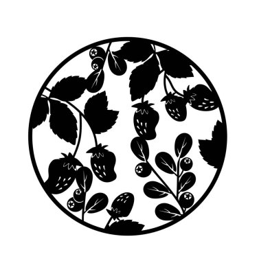 Böğürtlen silueti. Yaban mersini, çilek.