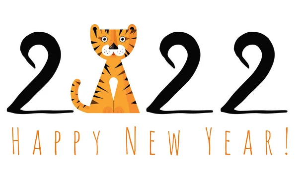 Happy New Year 2022 Year Tiger Happy New Year Cute — Stock Vector