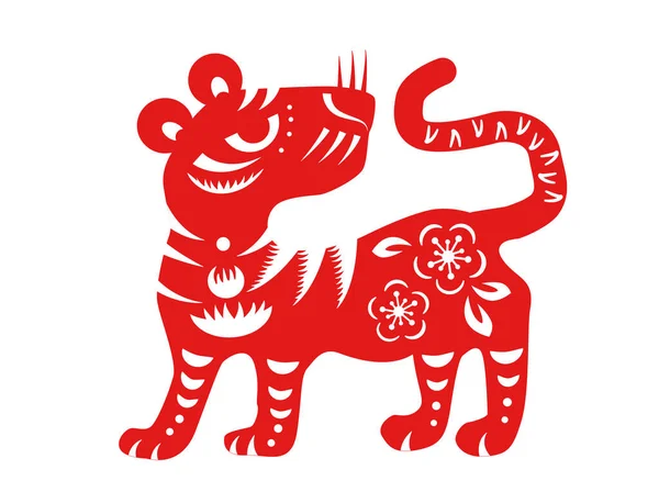 2022 Chinese New Year Tiger Cut Out Paper Icon Banner — Stock Vector