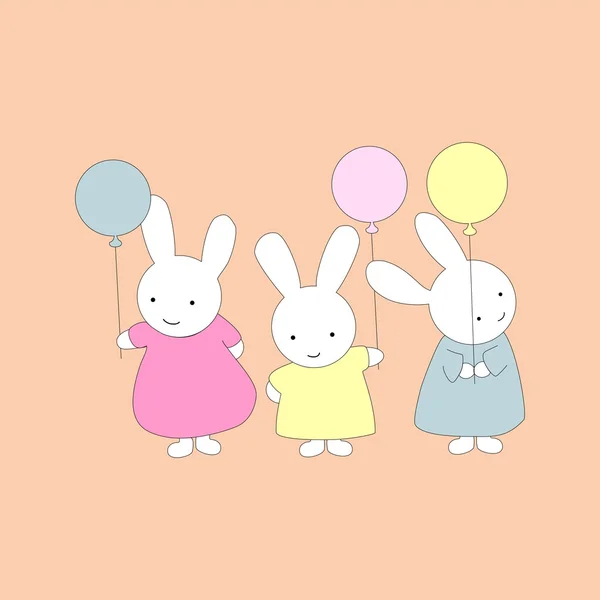 Little Bunny with balloons — Stock Vector