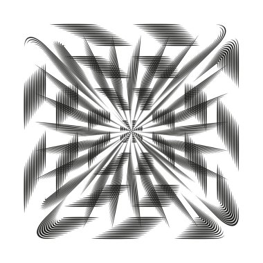 Radial geometric shapes. Abstract translucent pattern. Dynamic star Vector. Black white texture. EPS 10.