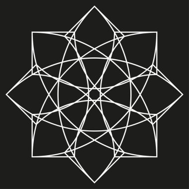 Soyut geometrik yıldız. Karmaşık çizgi şekli. Modern kablo taşıyıcı. Siyah beyaz grafik. EPS 10.