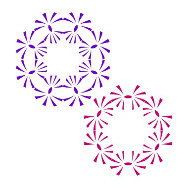 Dairesel soyut kalıplar. Mor pembe radyal çizgiler. Parlak renk efekti. Vektör yıldız patlaması sembolü. EPS 10.