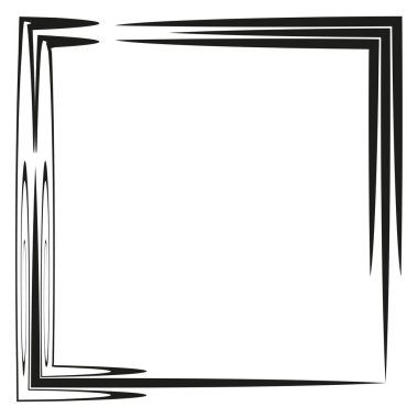 Grunge kare çerçevesi. Sert siyah doku. Soyut sınır vektörü ögesi. El çizimi dağınık tasarım. EPS 10.