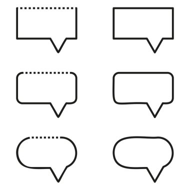 Noktalı konuşma baloncukları. Minimum konuşma şekilleri. İletişim Vektörü simgeleri. Boş sohbet kutuları. EPS 10.