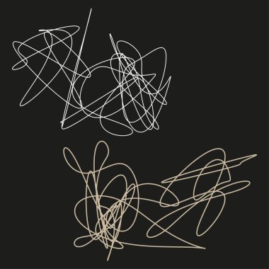 Çizgi sanatı. Karmaşık karalama kalıpları. Soyut vuruş vektörü. Siyah arkaplan dokusu. EPS 10.