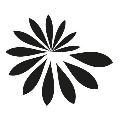 Çiçek yaprağı kümesi. Soyut çiçek şekli. Doğal organik taşıyıcı. Siyah siluet tasarımı. EPS 10.