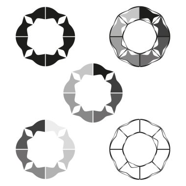 Çember mücevher sembolü. Elmas radyal şekiller. Mücevher tekerleği taşıyıcısı. Geometrik dekorasyon elementi. EPS 10.