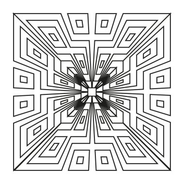 Geometrik kare desen. Soyut çizgi formları. Konsantrik Vektör tasarımı. Radyal akış elementi. EPS 10.