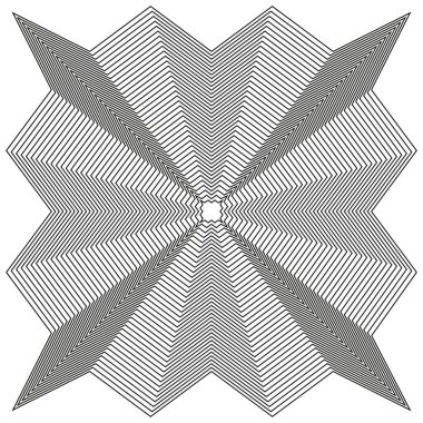 Soyut çizgi patlama tasarımı. Yıldız şekli vektör deseni. Geometrik radyal şekil. Beyaz arka plan elemanı. EPS 10.
