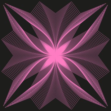 Pembe çizgi radyal elementi. Soyut ışık vektörü deseni. Simetrik yıldız grafiği. Karanlık arka plan tasarımı. EPS 10.