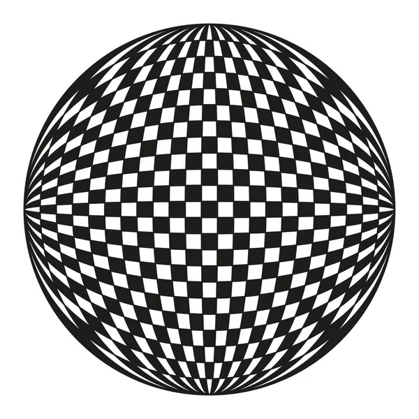 Dama tahtası küre deseni. Soyut geometrik şekil. Optik Vektör yanılsaması. Siyah beyaz küre. EPS 10.