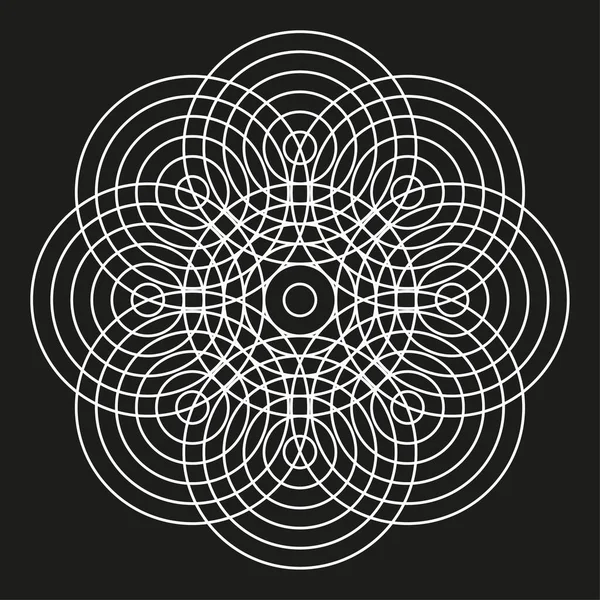 Eşmerkezli daire çizgileri. Soyut geometrik şekil. Beyaz çizgili vektör. Siyah siyah arka plan. EPS 10.