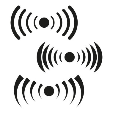 Kablosuz sinyal simgesi. Wi-Fi bağlantı sembolü. İnternet erişim vektörü. Düz yayın dalgaları. EPS 10.