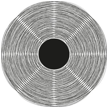 Concentric circle lines. Round geometric pattern. Abstract black Vector center. Dynamic visual effect. EPS 10.