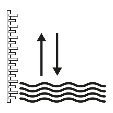 Su seviyesi kontrolü. Dalga ölçeği göstergesi. Soyut akış diyagramı. Vektör teknoloji elementi. EPS 10.