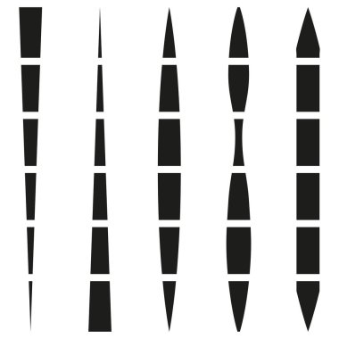 Dört dikey çizgi. Soyut geometrik şekiller. Dinamik Vektör ögesi ayarlandı. Siyah beyaz grafik. EPS 10.