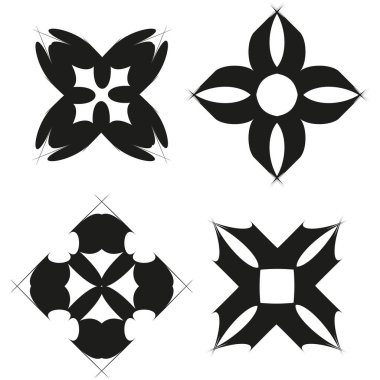 Dört geometrik simge. Çiçek Vektörü konsepti. Soyut şekiller ayarlandı. Modern element grafiği. EPS 10.