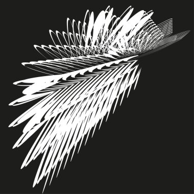 Soyut yaprak şekli. Dinamik çizgi dokusu. Geometrik Vektör elemanı. Siyah beyaz çizimi. EPS 10.