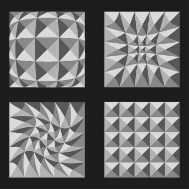 Dört piramit deseni. Soyut üç boyutlu fayanslar. Geometrik kare doku. Vektör dinamik bileşimi. EPS 10.