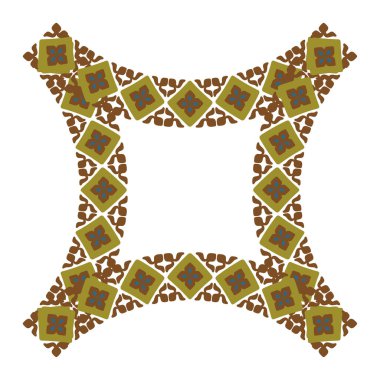 Altın çerçeveyi süsleyin. Kare geometrik sınır. Soyut mozaik tasarımı. Vektör kahverengi desen. EPS 10.