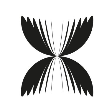 Soyut çiçek figürü. Siyah simetrik tasarım. Yaprak şeklindeki element. Vektör grafik gelişimi. EPS 10.