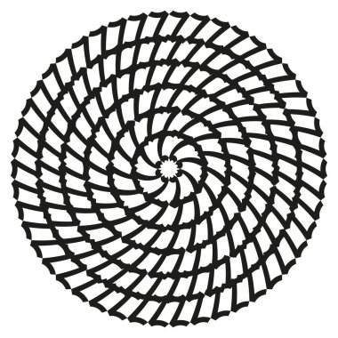 Parçalı spiral vektör. Yuvarlak hareket düzeni. Geometrik dönüş elementi. Soyut girdap çizimi. EPS 10.