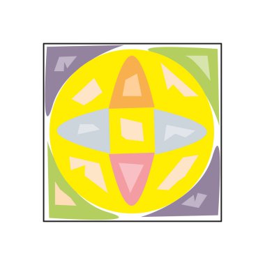 Entelektüel renkli kare. Mozaik model vektörü. Geometrik cam süsü. Canlı dekoratif düzenlemeler. EPS 10.