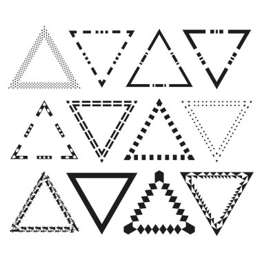 Entellektüel üçgen sınır. Karmaşık monokrom vektörü. Kapsamlı geometri koleksiyonu. Profesyonel grafik süsü. EPS 10.
