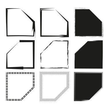 Sofistike minimalist kare çerçeve. Modern monokrom vektörü. Detaylı geometri köşesi. Kapsamlı grafik koleksiyonu. EPS 10.
