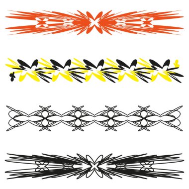 Sofistike dekoratif yatay vektör. Karmaşık, keskin zikzak sınırı. Çizgisel bölenleri süslemek. Profesyonel felç örnekleri. EPS 10.