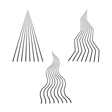 Dikey hat ayarlandı. Düz dalgalı şekiller. Zigzag Vektör desenleri. Profesyonel hareket sembolleri. Kol grupları. EPS 10.