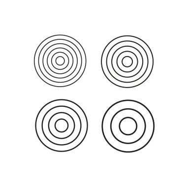 Dört hedef. Eşmerkezli daire vektörü. Yuvarlak dalgalanma desenleri. Siyah çizgi yapıları. EPS 10.